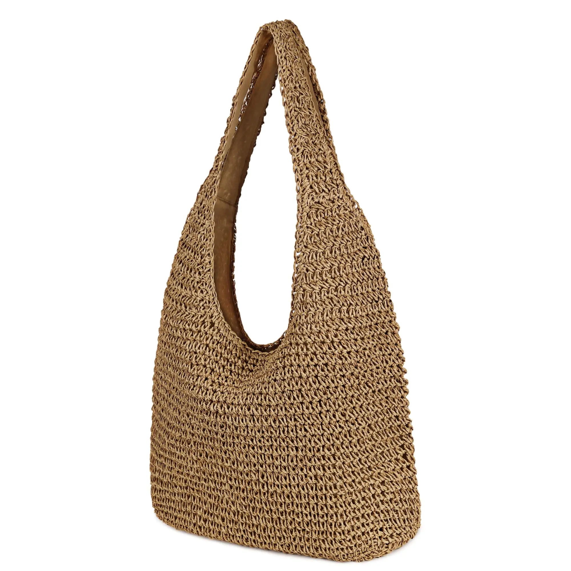 Women Large Straw Beach Bag Handmade Woven Shoulder Bags Hobo Tote Handbag Purse for Summer