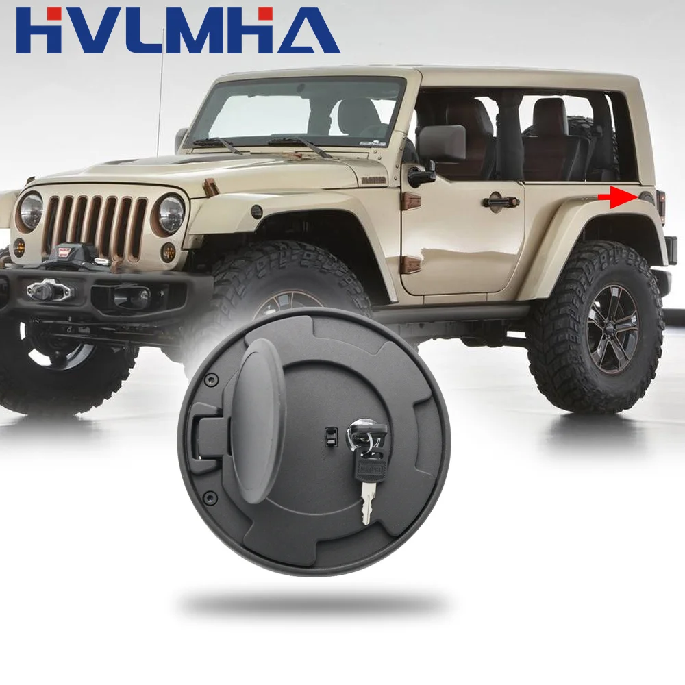 Aluminum Fuel Filler Door Gas Cap Tank Lid Cover For Jeep Wrangler JK Unlimited