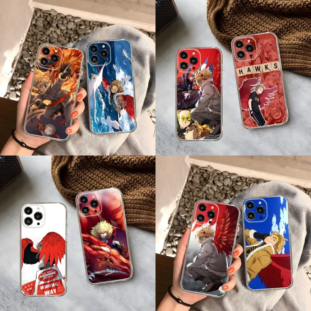 My Hero Academia Hawks Phone Case for iphone 15 14 13 12 Pro Mini 11 Max Xr X Xs 8 Plus Transparent silicone