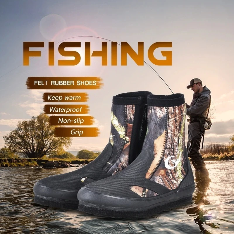 

5MM Diving Boots Wear-resistant Upstream Shoes Non-slip Fishing Shoes Camouflage Keep Warm Water Sports Shoes