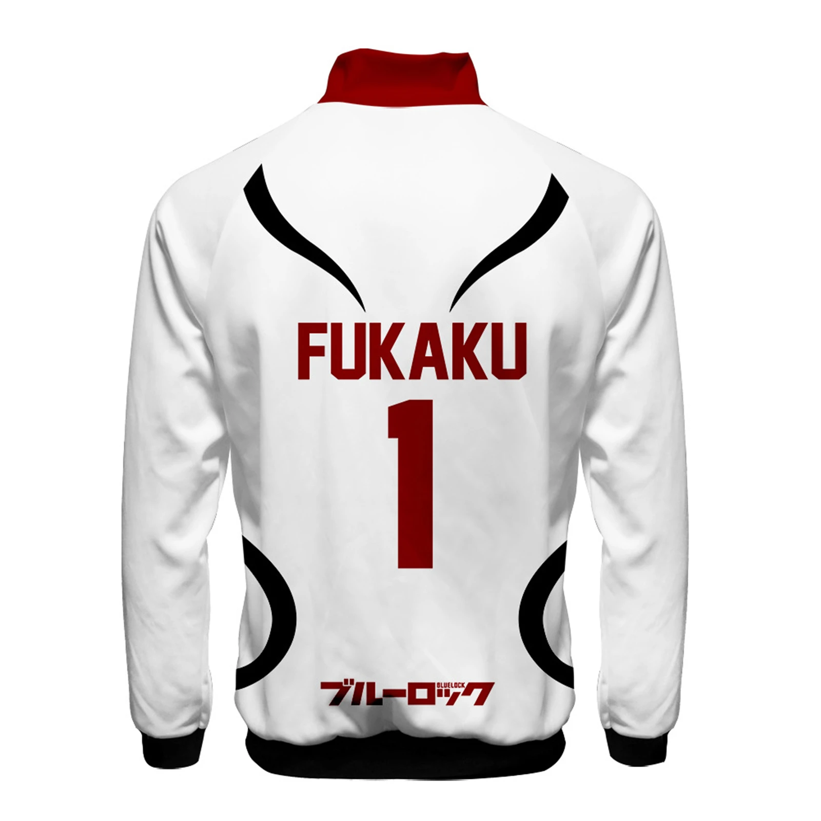 2025 Neuer Lock Munchen Yoichi Isagi Reißverschluss-Sportmantel, Unisex, weiße Jacke, Trainingsanzug, Stehkragen, Sportbekleidung