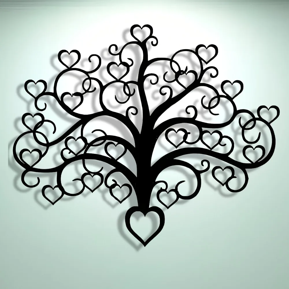 CIFBUY Metal Wall Art Heart Tree Abstract Plant Decor Indoor Outdoor Weather Resistant Hanging Decor Display