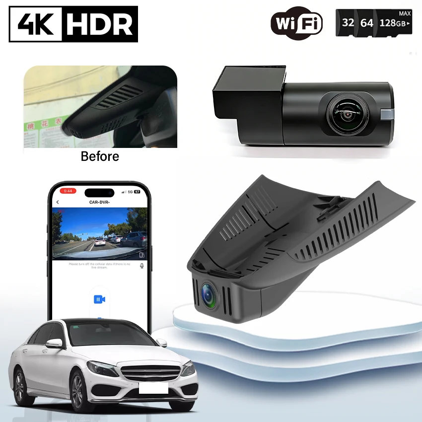 

4K 2160P DashCam for Mercedes Benz C Class w205 s205 GLC x253 CLS w219 E Class w212 w213 C E glc 200 220d 260 300 Car Dvr Camera