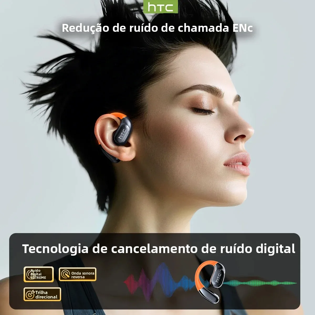 HTC NE27 سماعات بلوتوث AI مترجم سماعات الأذن OWS سماعات رأس رياضية شاشة LCD سماعات لاسلكية متوهجة مشبك الأذن Longlife #6