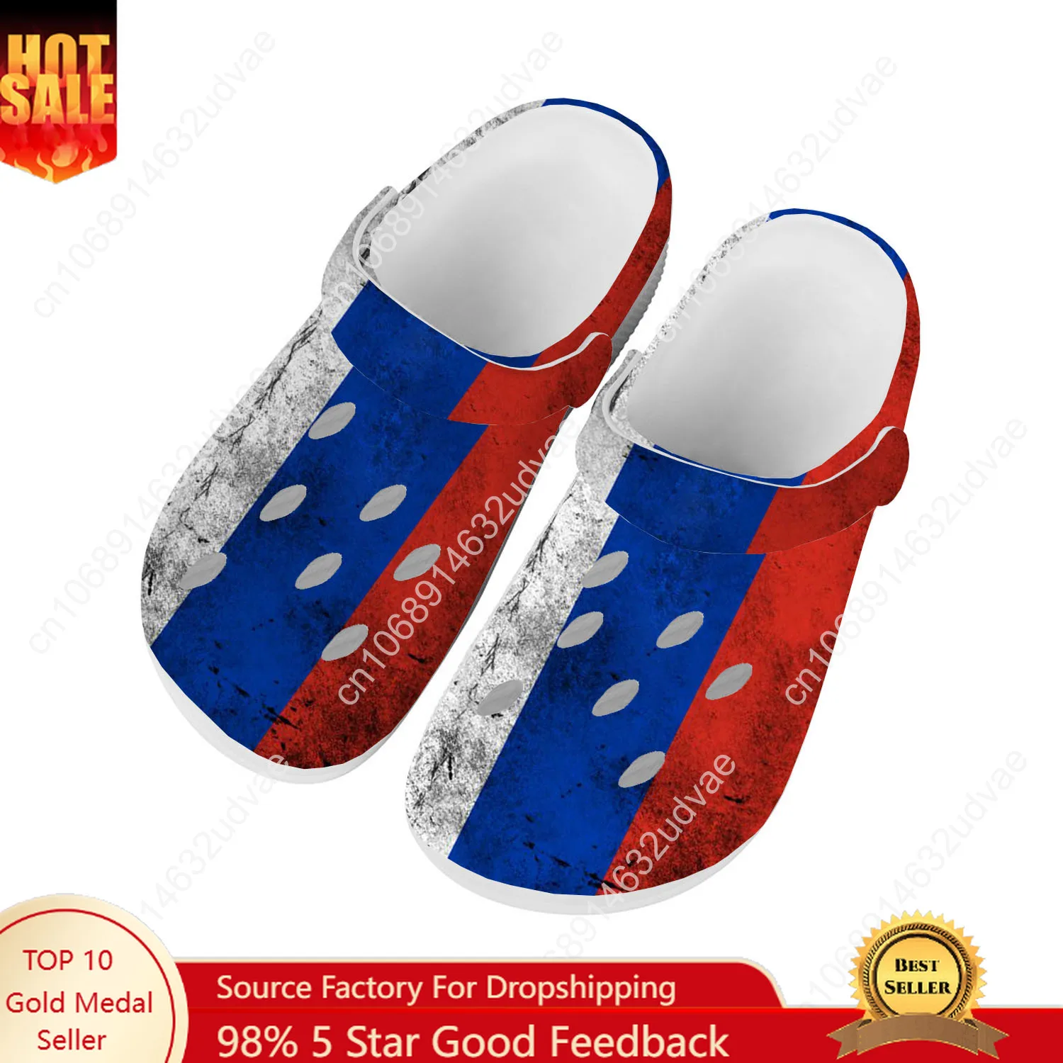 

Russia National Flag Water Shoes Men Women Teenager Comfortable Home Garden Clogs Custom Sandals Beach Breathable Hole Slippers