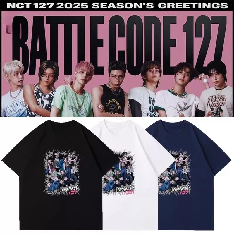 

KPOP NCT127 DOYOUNG JAEHYUN MARK JOHNNY JUNGWOO TAEYONG YUTA Cartoon Print Short Sleeve Cotton Funny Tshirt Graphics Tees