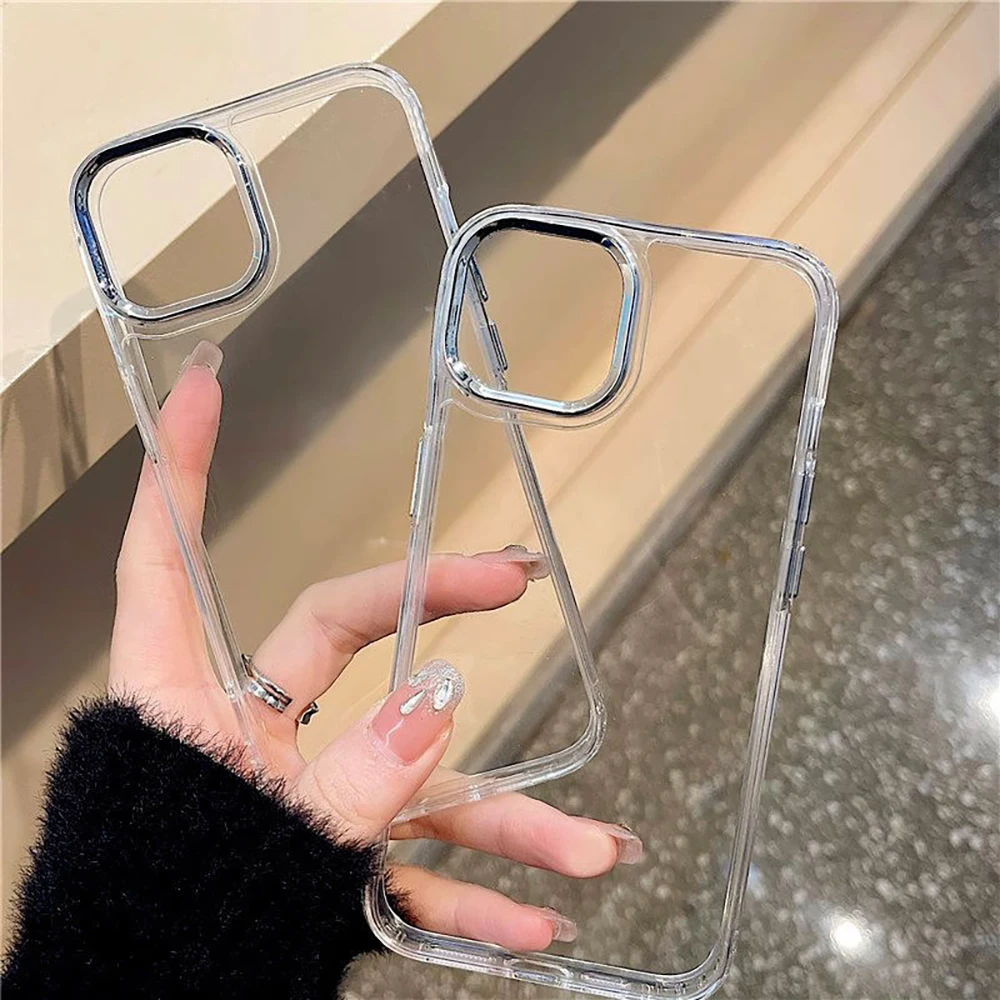 Electroplated Border Transparent Silicone Phone Case For Samsung A57 A36 A26 A56 A16 A17 A07 S26 S25 Shockproof Protective Cover