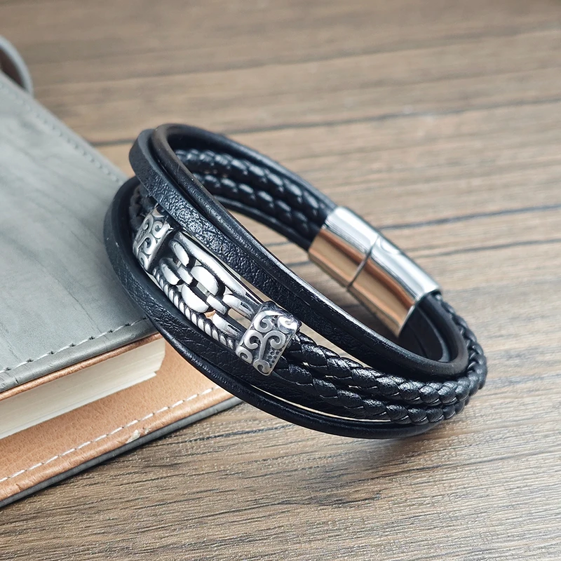 Neues Charm-Design Glücksbringer-Wolkenkette Weizenmuster-Armband Edelstahl Geflochtenes Seil-Schmuckzubehör Geschenk für Männer Dropshipping