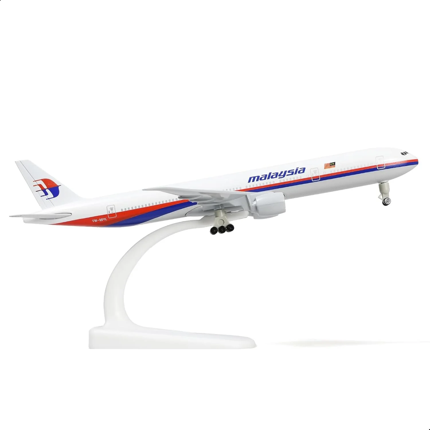 1/300 B777 Malaysia Diecast Metal Airplane Model for Adult with Stand Aviation Enthusiasts Gifts, Desktop Display Decorations