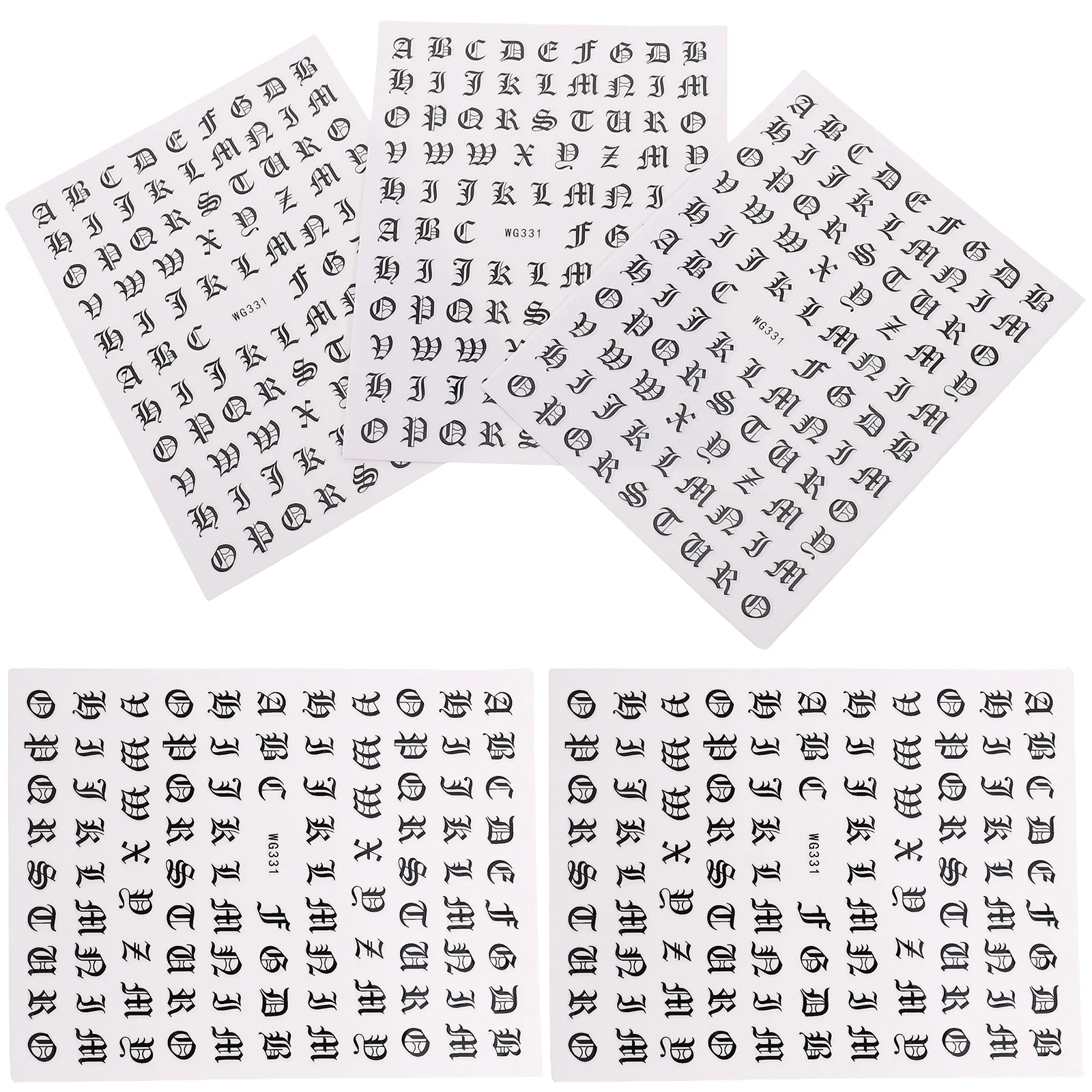 

5 Sheets Pvc Alphabet Stickers English Letter Art Decals Decorative Manicure Sticker Peel Stick Easy Removal Sticker For Women