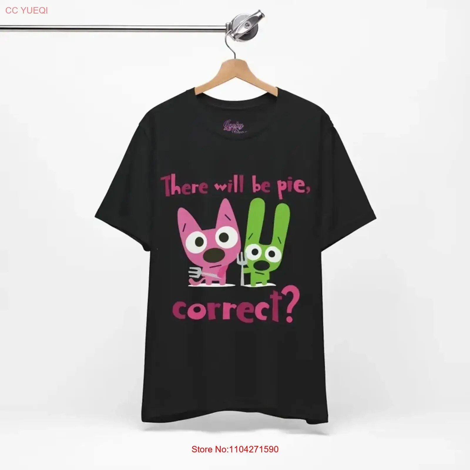 Hoops And Yoyo Animation T Shirt There will be pie correct vintage Washed Top For Everyday Wear Unisex Stretched Casual fashion