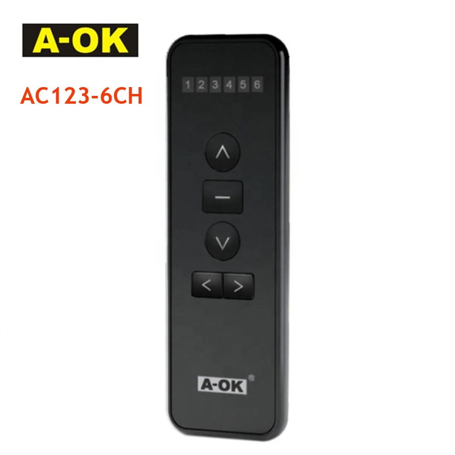 A-OK Noir de la série ACree Déterminer la télécommande pour un moteur électrique OK Curtian RF433, Commande sans fil du rideau Ouvrir/Fermer