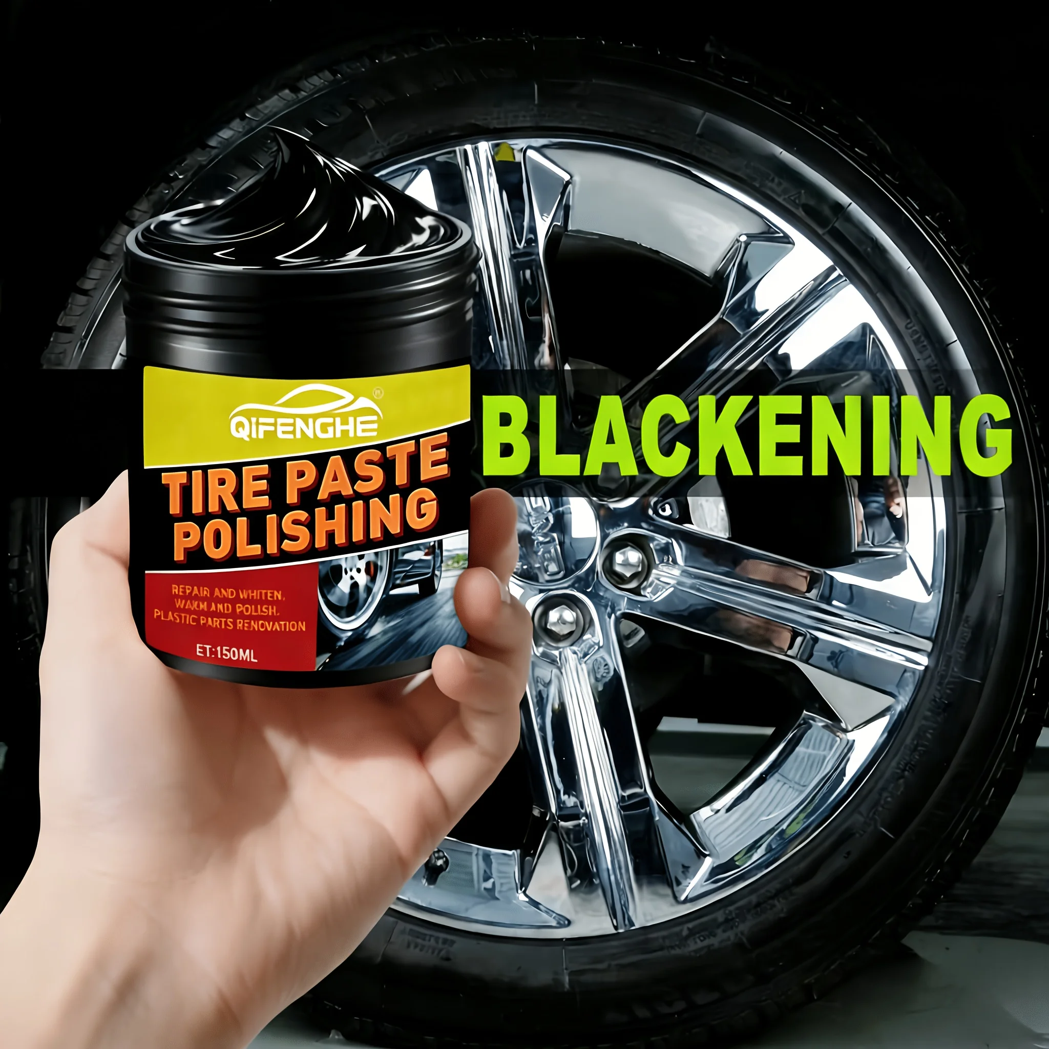 Universal Tire Polish Wax Paste, Dustproof Anti-Oxidation Brightener for Car Motorcycle Rubber Tire Care