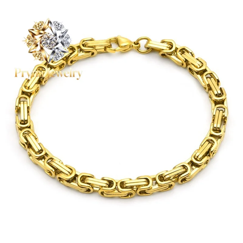 Pryna Jewelry  Luxury 24K 9999 Pure Gold real gold Bracelet Exquisite Men's and Women's 9mm Side Bracelet