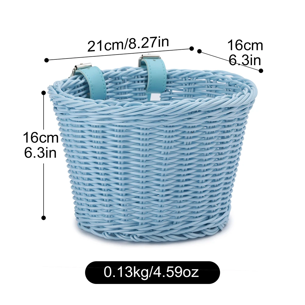 4pcs/Set Pe Rattan Wicker Bicycle Front Basket+Bell+Tassel+Sticker Bicycle Front Basket Hand Handwoven Children\'s Bicycle Basket