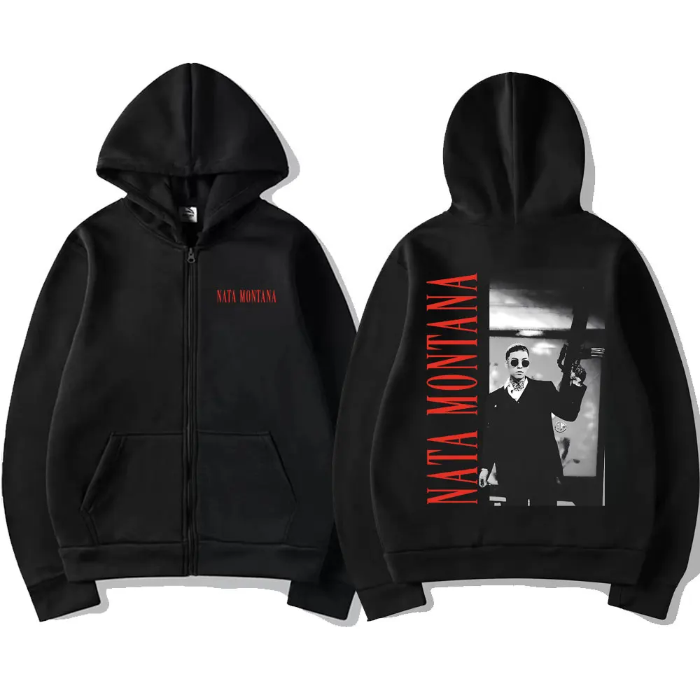 Singer Natanael Cano Nata Montana Zipper Hoodie Male Vintage Oversized Zip Up Jacket Men Casual Hip Hop Hoodies Men's Streetwear