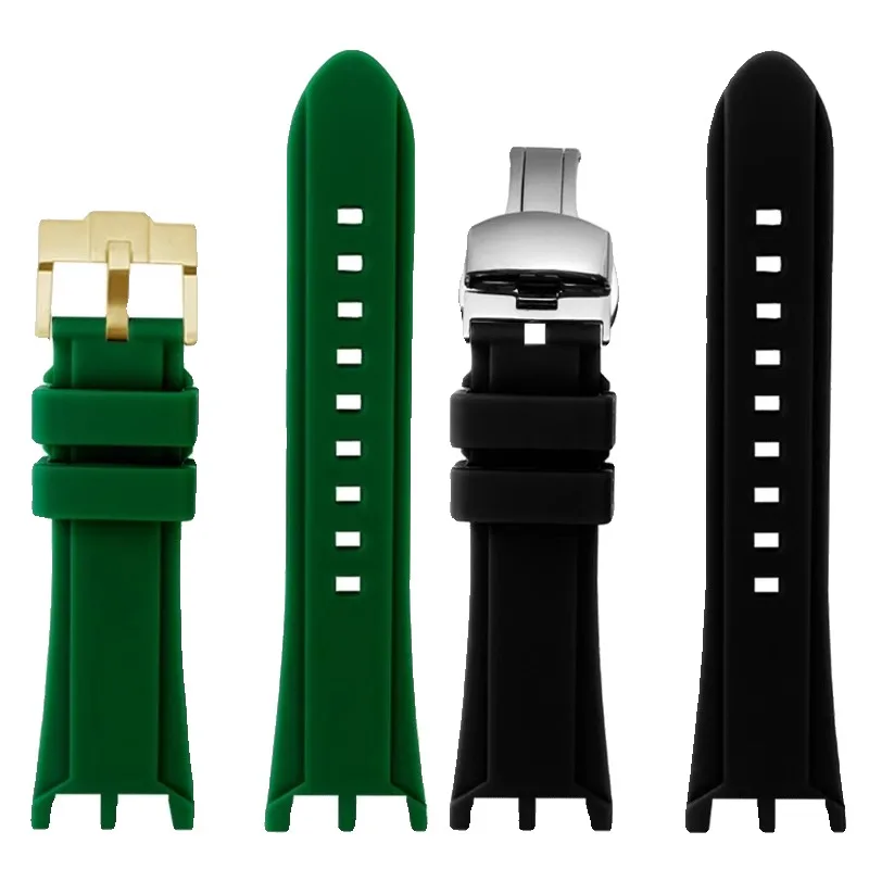 حزام ساعة سيليكون لفيرساشي V-RACE المزدوج سلسلة مقعرة محدبة ساعة مطاطية الفرقة اكسسوارات 24 مللي متر الرجال سوار مقاوم للماء