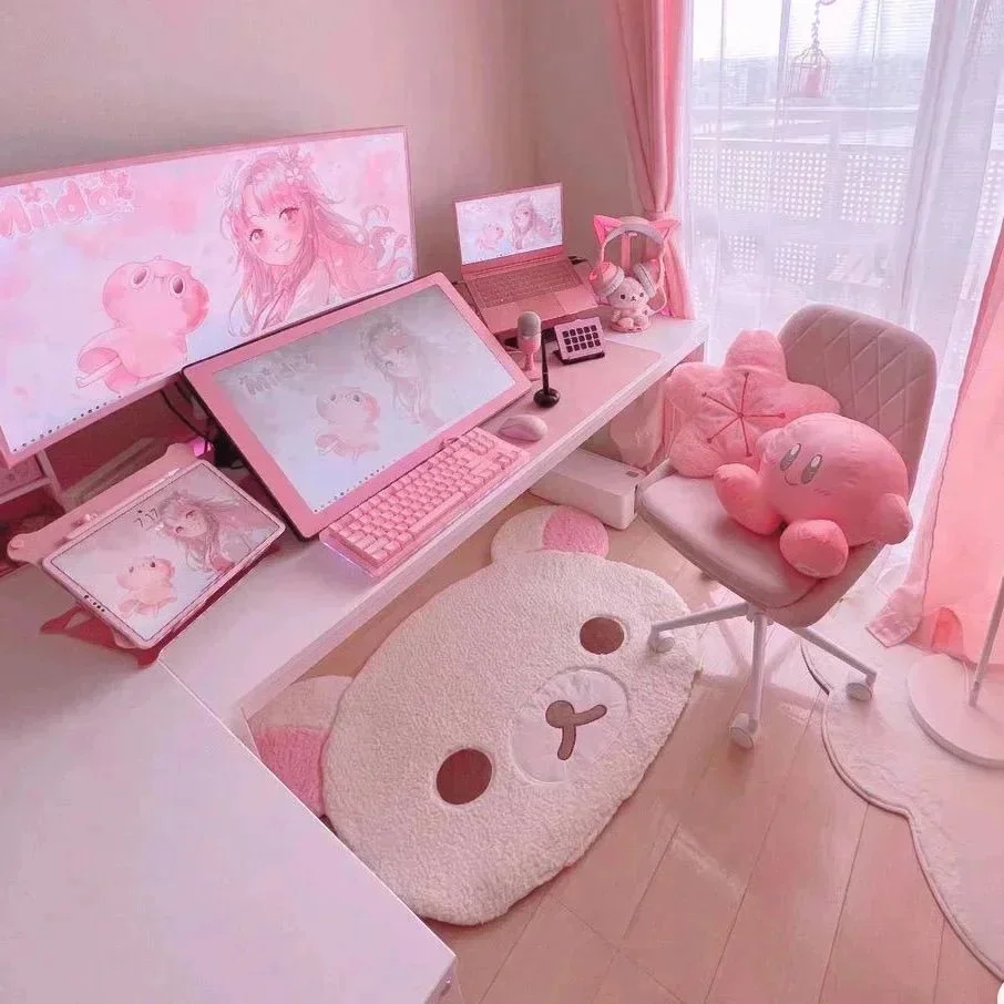 Rilakkuma Plush Floor Mat Soft Cartoon Cute Korean Bedside Rug Cozy Bedroom Carpet For Kids Teens Women Home Birthday Gift