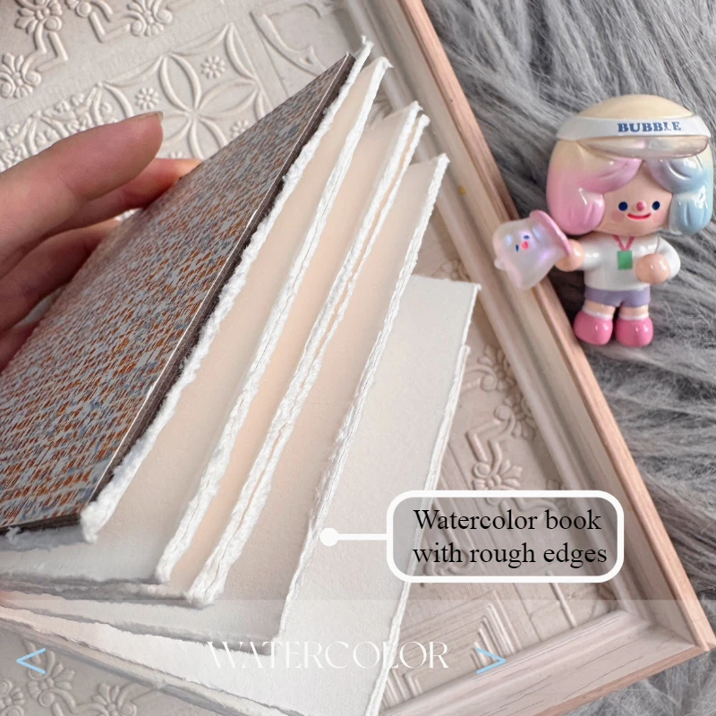 POTENTATE 100% Cotton Watercolor Book with Rough Edges 300g Portable Watercolor Sketchbook Drawing Books for Artists