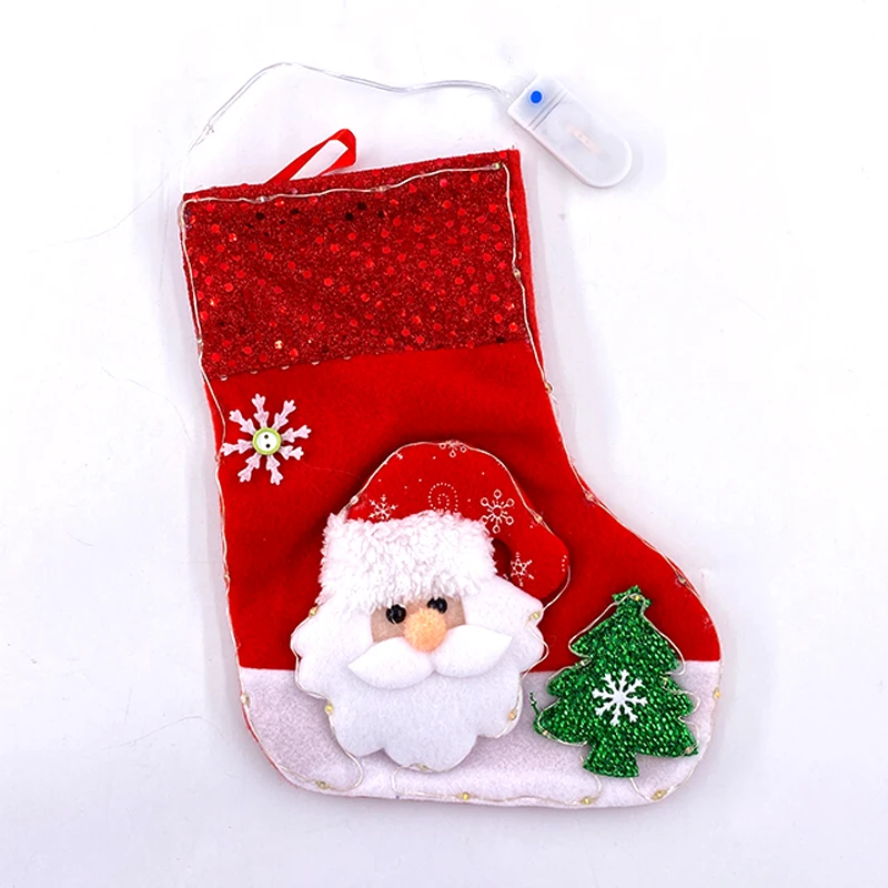 LED Christmas Stockings Christmas Dance Ball Masquerade Holiday Party Costume Decoration Glowing Festival Santa Claus Red Socks