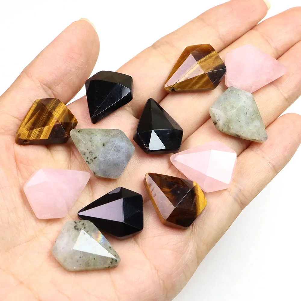21x17x8mm Natural Stone Water-drop Double-faced Cut Faceted Beads With Holes Healing Crystals for Jewelry Making DIY Accessories