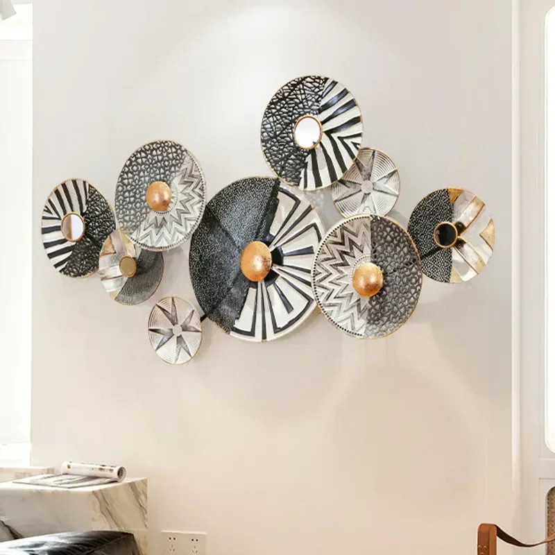 Nordic Simple 3D Metal Wall Art Creative Round Pendant Living Room Sofa Background Home Decor
