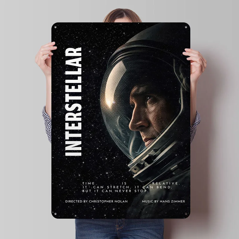 Interstellar Movie Printing Poster Customized Retro Wall Art Vintage Metal Signs for Mancave Bedroom Decoration Gaming House
