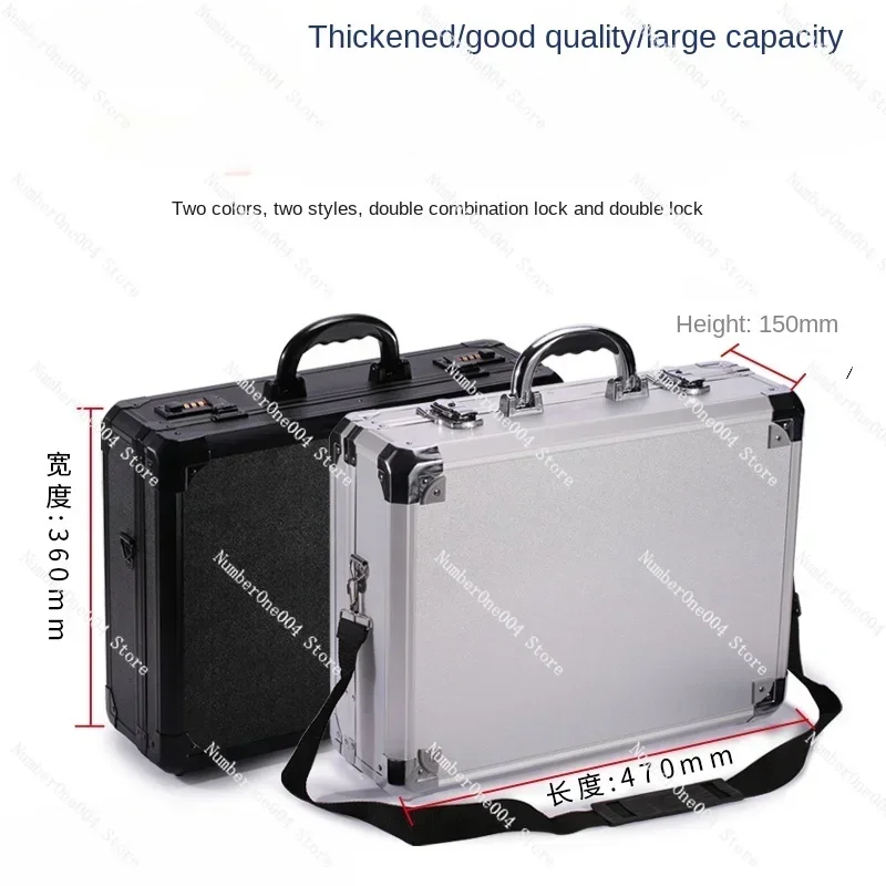 Aluminum Alloy Portable Hardware Maintenance Toolbox Large Password Suitcase Tool Board Partition Strap Keychain Lock Box