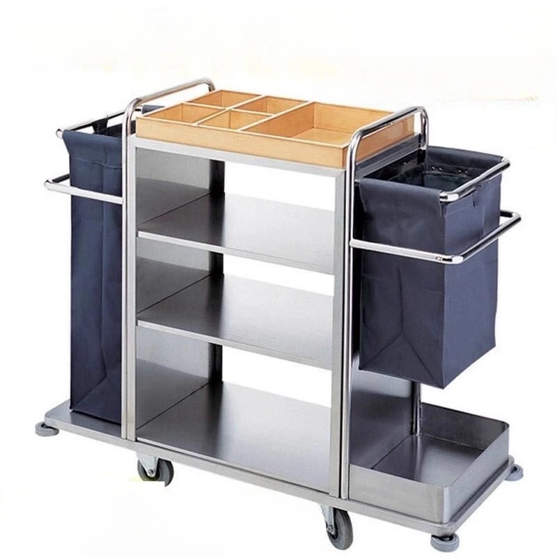 

Hotel linen cart, stainless steel unilateral and bilateral cleaning truck