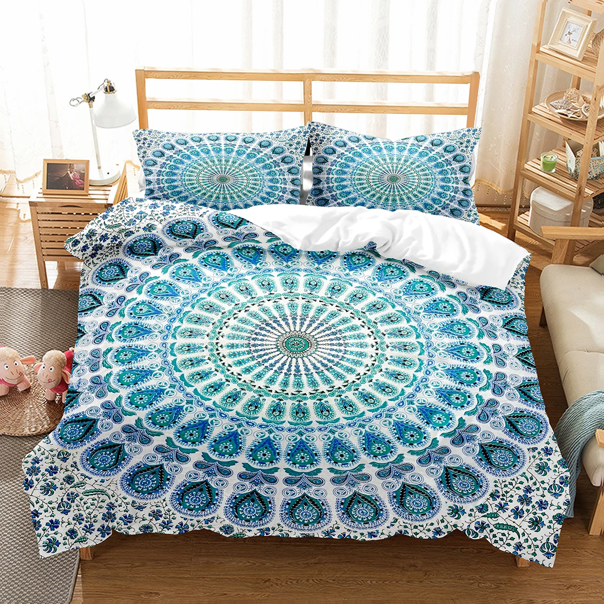 

Bohemia Geometric Duvet Cover Queen For Kids Adult Room Microfiber Mandala Comforter Cover Floral Folk Art Abstract Bedding Set