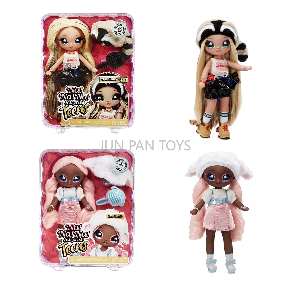 Na Na Na Surprise Teens Fashion Doll Gretchen Stripes Lila Lamb Series 2 Poseable Girl Dolls Toy Collectible Gift for Kids 1pc