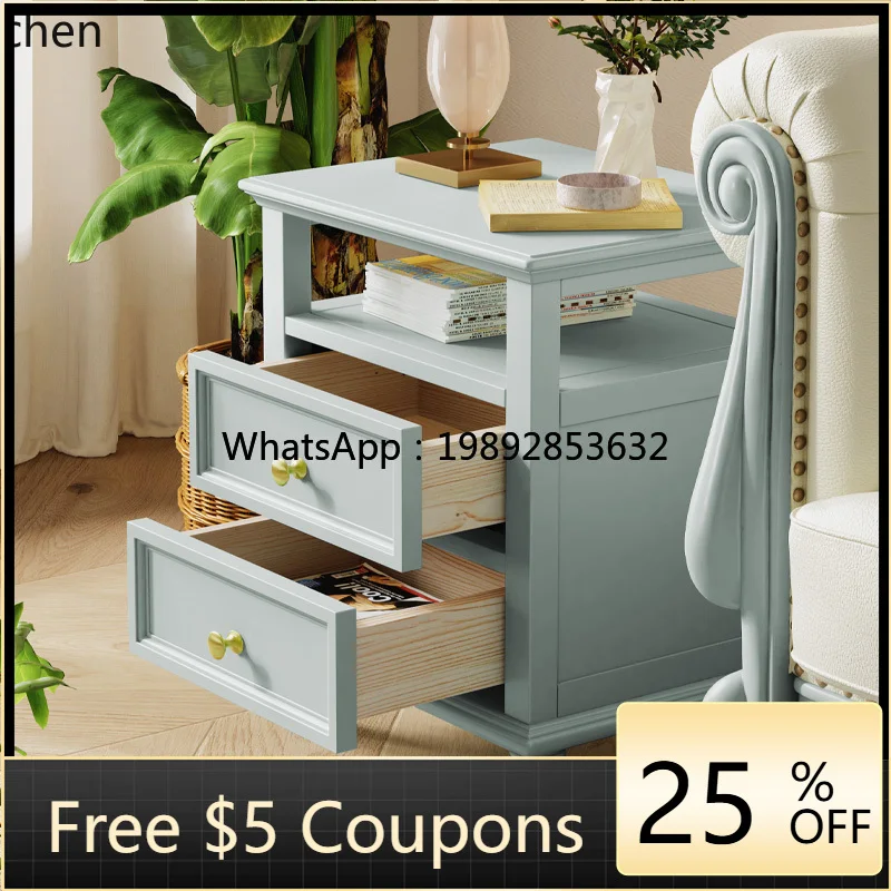

W1 solid wood bedside table modern simple new chest cabinet tea table bedroom premium square side table