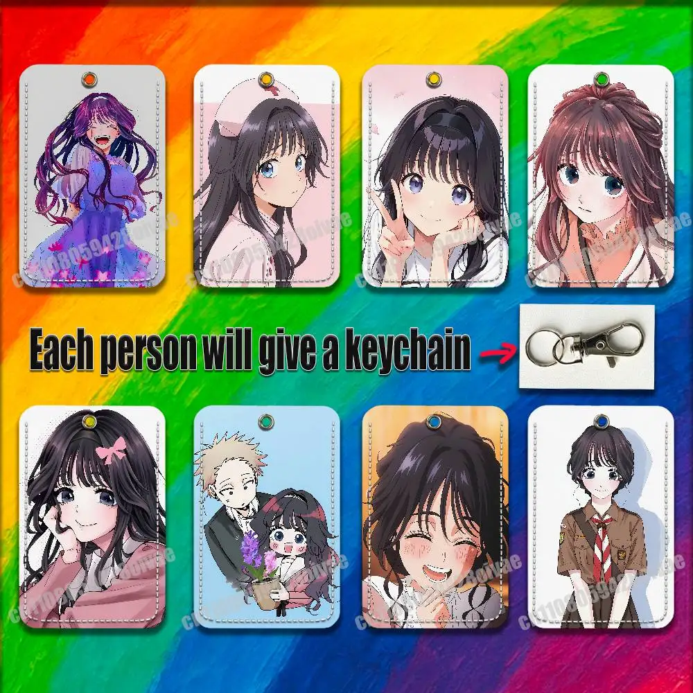 Kaoruko Waguri Hana wa Rin to Saku ID-Clips Kreditkarten-Bankkarten-Campuskarten-Halter Abdeckung Dekoration PU-Leder Schlüsselanhänger