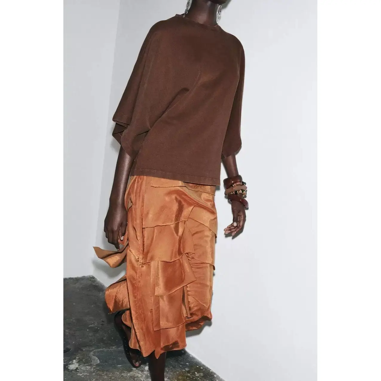 

Ленивый Sle декоративный све многослойный дизайн ort Sve круглая футболка Ne повседневный однотонный женский летний топ из полиэстера