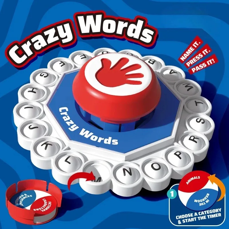Crazy Letter Word Press Board Game, Family Gathering Interactive Play, Educational Fun Tabletop Toy for Kids