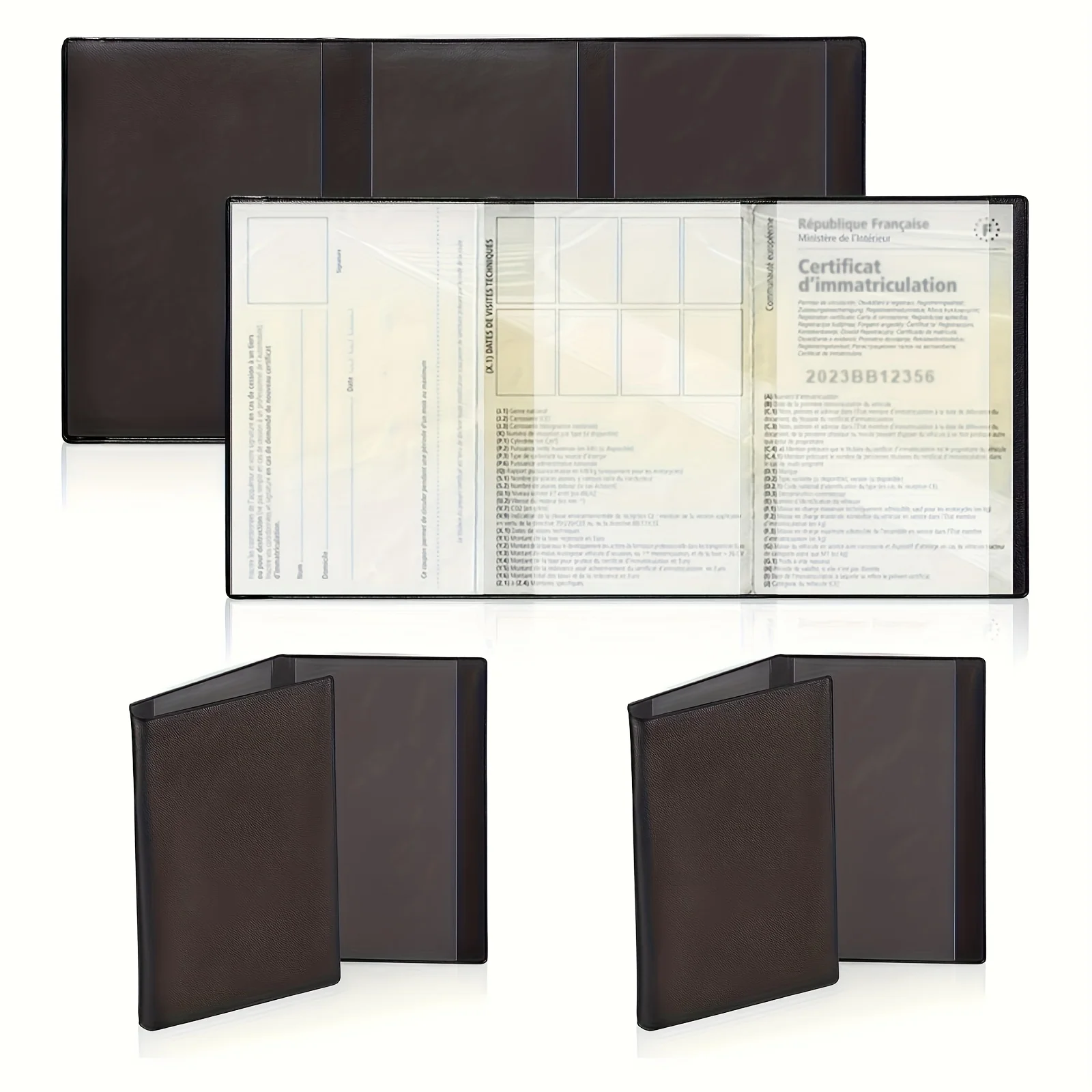 Lot of 1/2/3 Black Assurance Card Pouch - Certificate of Registration Protection Case Transparent Plastic Wallet for Documents