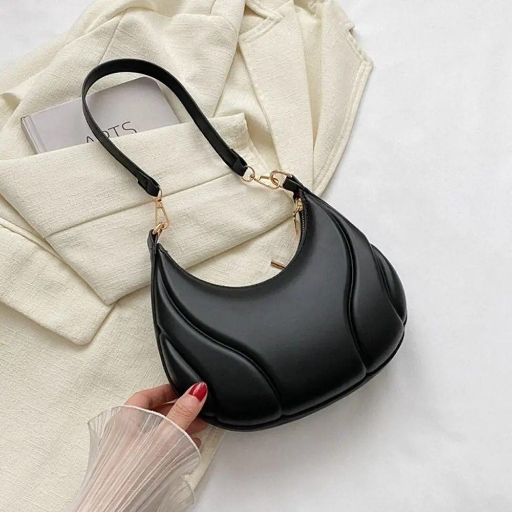 Large Capacity Hobo Sling Dumpling Bag Fashion Solid Color PU Leather Shoulder Bag Casual Underarm Bag Women Girls