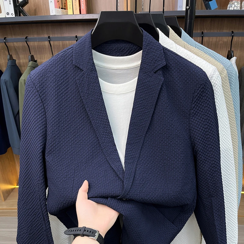 

High-quality bubble fabric in 6 colors, trendy party-ready, versatile and fashionable pure color, stylish casual suit