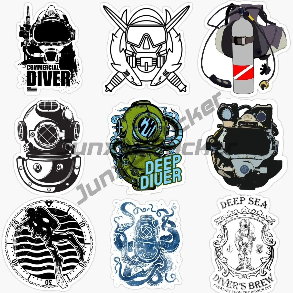 

Diver Scuba Diving Skull Sticker Decal Flag Car Truck Cup Kayak Laptop Diving Helmet Toolbox Die-Cut Waterproof PVC Decal