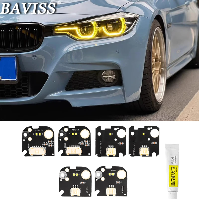 

Lemon Yellow Angel Eyes For BMW F30 F35 320i 328i 330i 340i LED Headlight multicolor LED boards 63117419615 7419615 63117419610