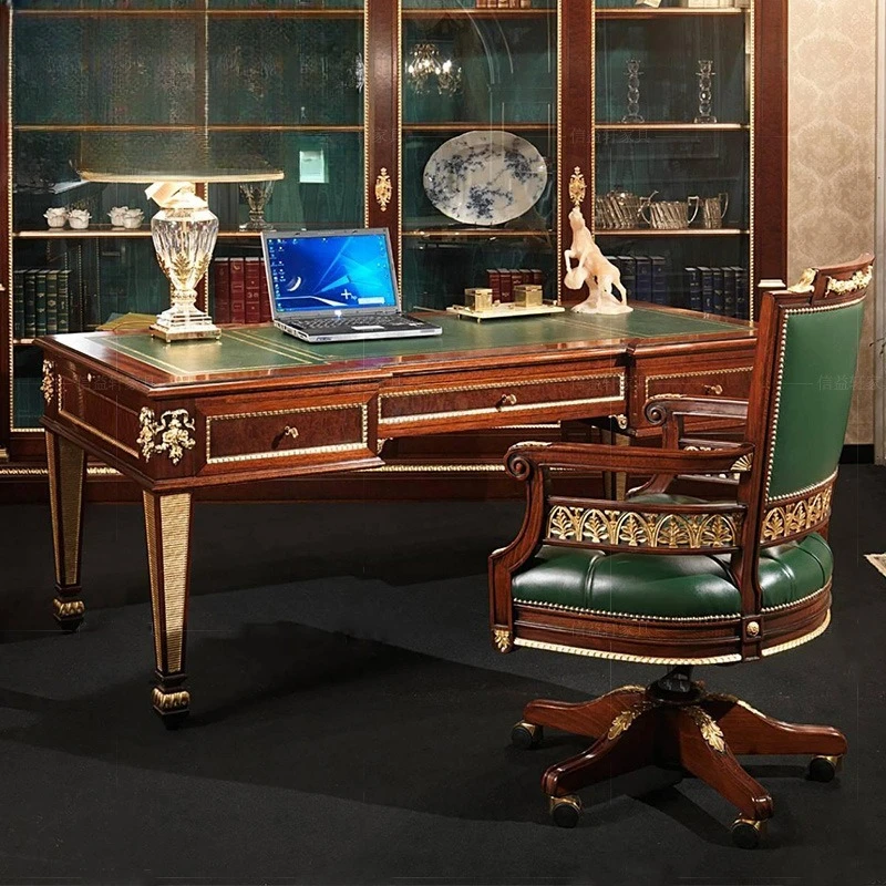 

Desk writing computer desk European-style apartment villa fabric swivel chair carved chair