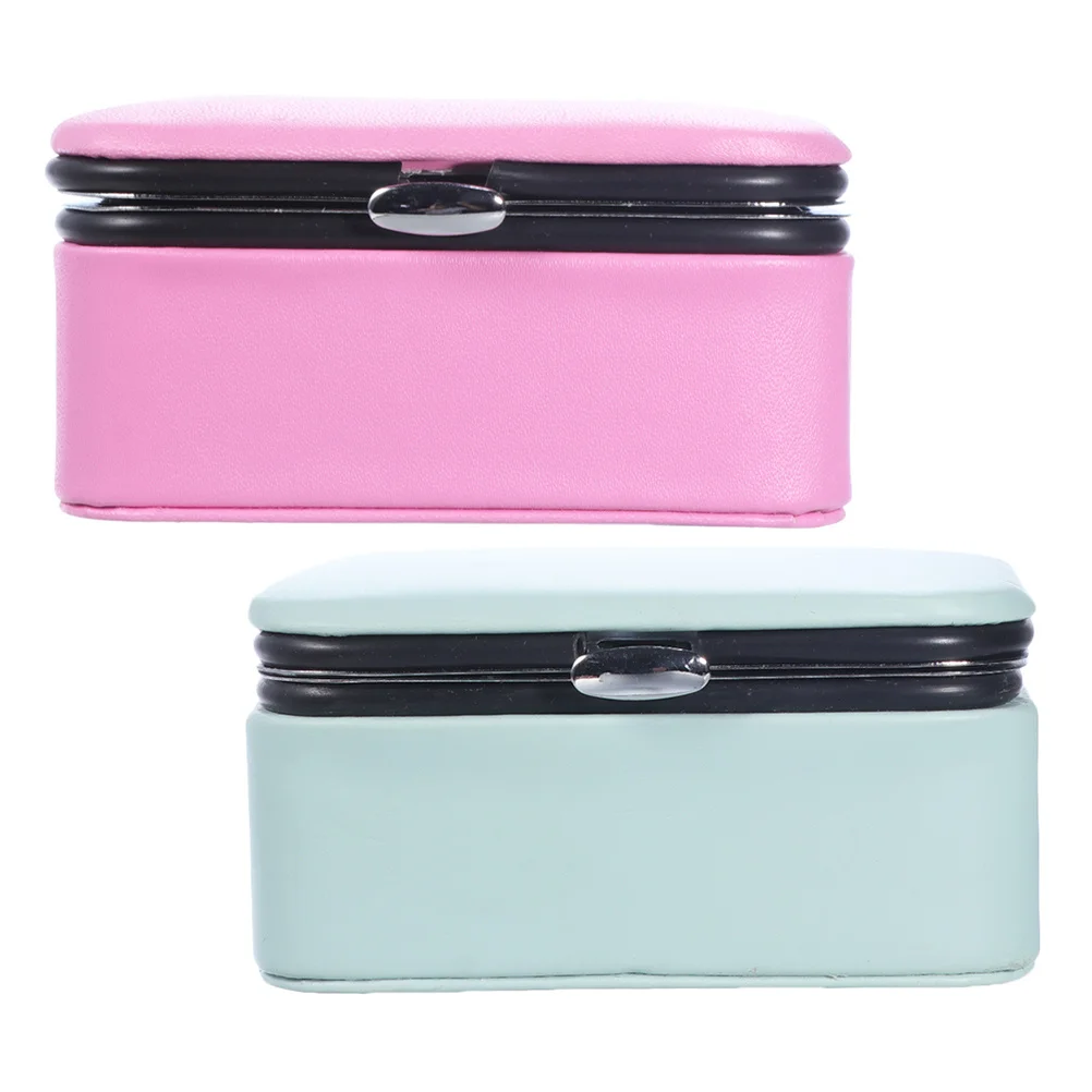 2Pcs Jewelry Organizer Box Mini Travel Portable Small Jewelry Holder Case Necklace Display Organizer Necklace Holder Display