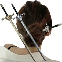 2023 Punk Metal Sword Hairpin Chinese Simple Hair Sticks Hairpins for Women DIY Hairstyle Design Tools Hair Accessories Jewelry