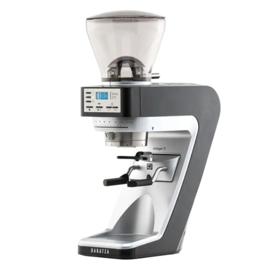 Coffee grinder for home use, stainless steel conical burrs, matte black finish, precise 270 grind settings