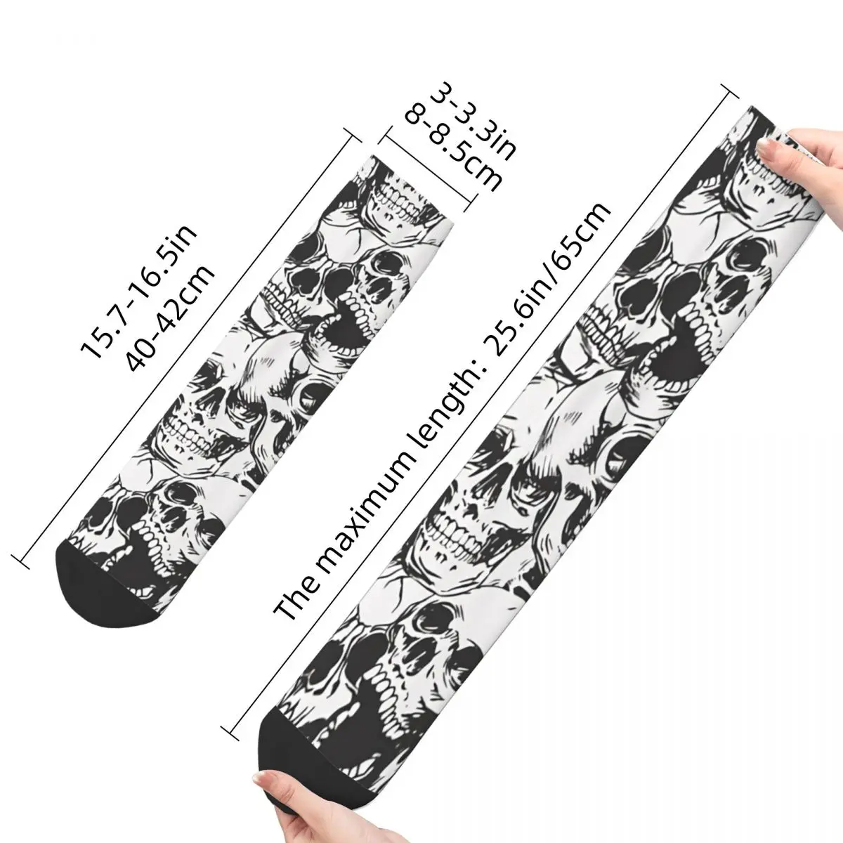 Retro High Contrast Skull Pattern Men's Socks Unisex Novelty Pattern Printed Funny Crew Sock Gift