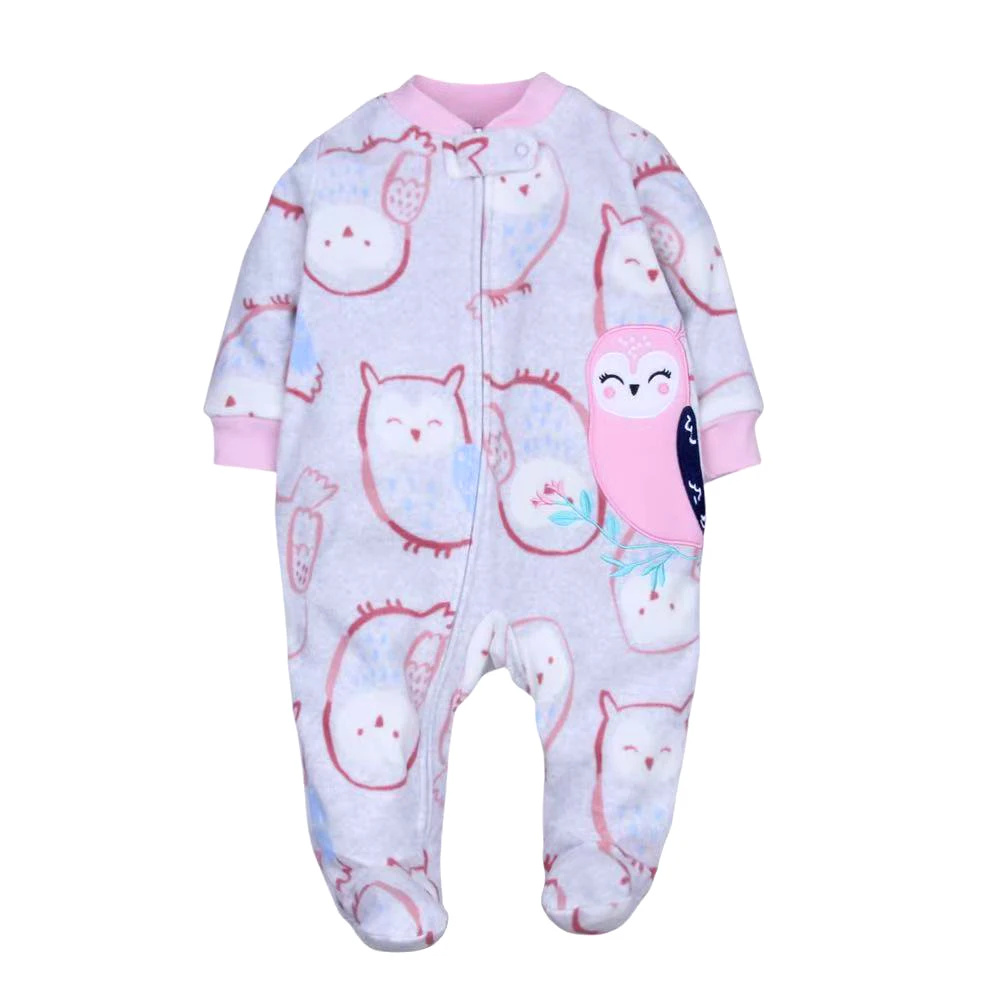 Macacão para Bebê Recém-Nascido Primavera Outono em Fleece com Zíper, Pijamas para Meninos e Meninas, Roupa de Animal para Bebês de 0 a 12 Meses