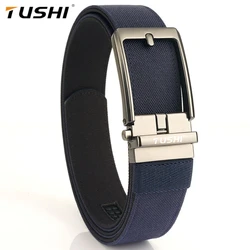 TUSHI Brand New 3.5 Wide Alloy Automatic Buckle Thickened Double-Layer Nylon Soft Mens Belt Versatile Casual Outdoor Pants Belt
