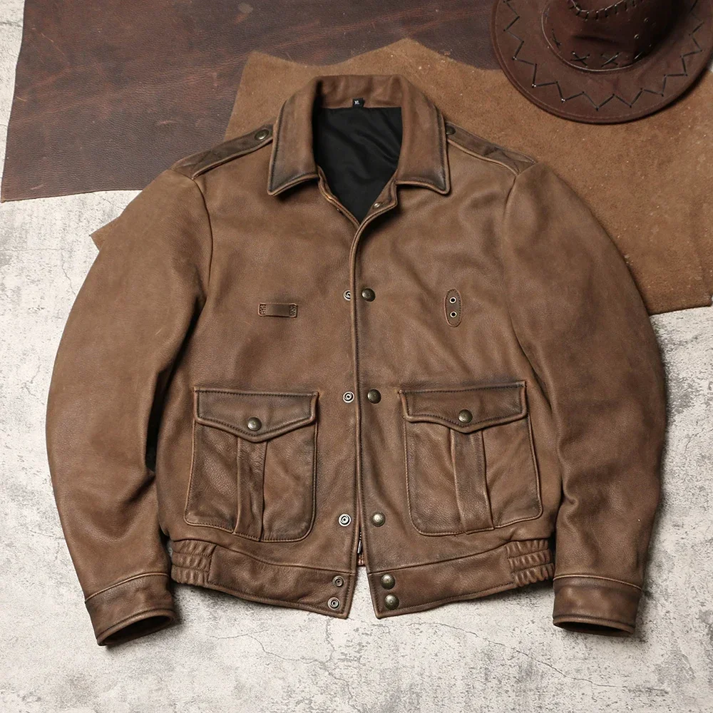 

Tailor Brando California Rangers, винтажная винтажная куртка из толстой мягкой воловьей кожи, американская рабочая одежда из натуральной кожи