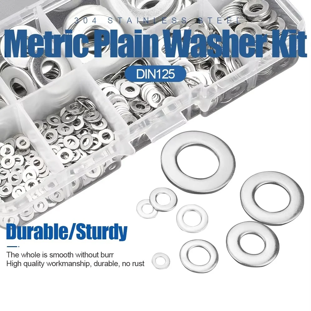 XLGYLPRO 620/1010 Piece Flat Washer Set Stainless Steel M2 M3 M4 M5 M6 M8 M10 M12 Ring Washer Combo Pack