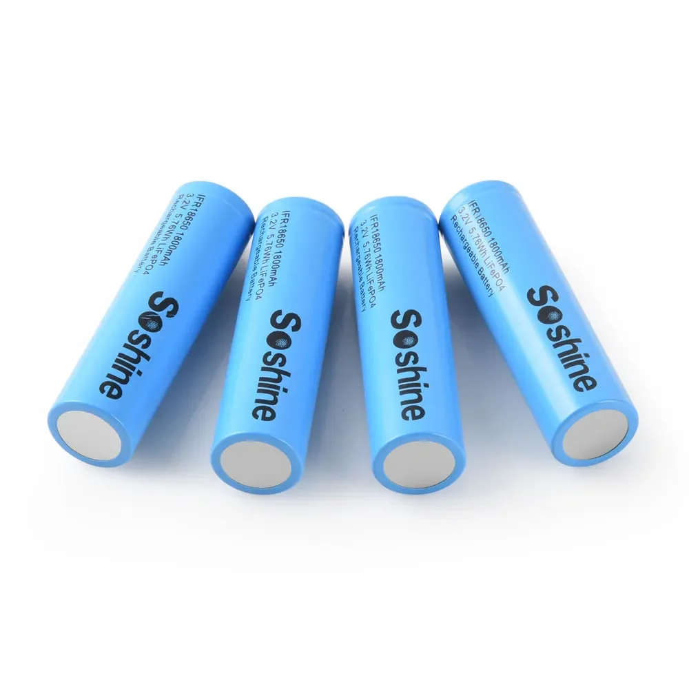 Soshine 3.2V 18650 LiFePo4 Battery High quality 3.2V 1800mAh Rechargeable Battery 18650 1800mAh Batteries for Charge 2000 Cycle